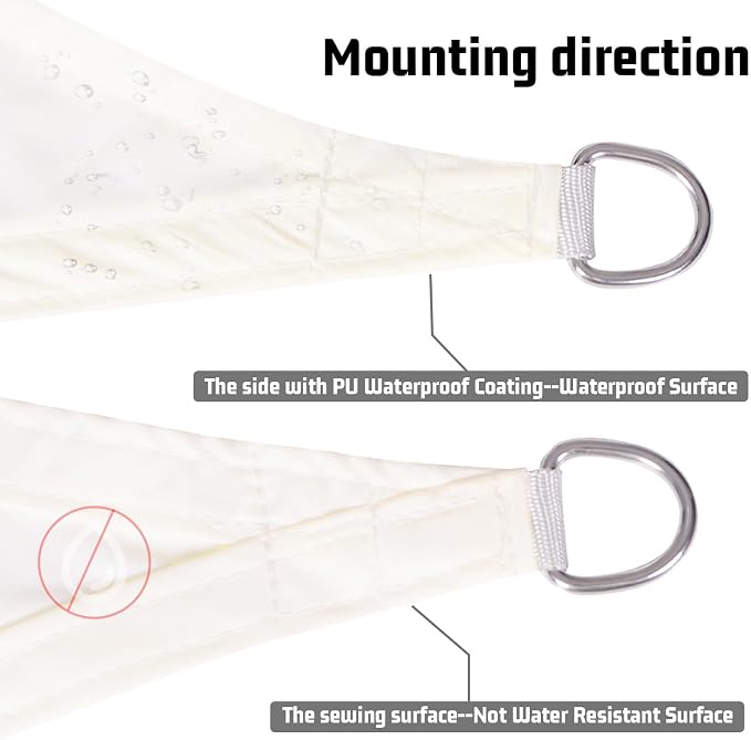 LOVE STORY Right Triangle 11'x11'x15.6' Waterproof Sun Shade Sail Canopy UV - Image 4