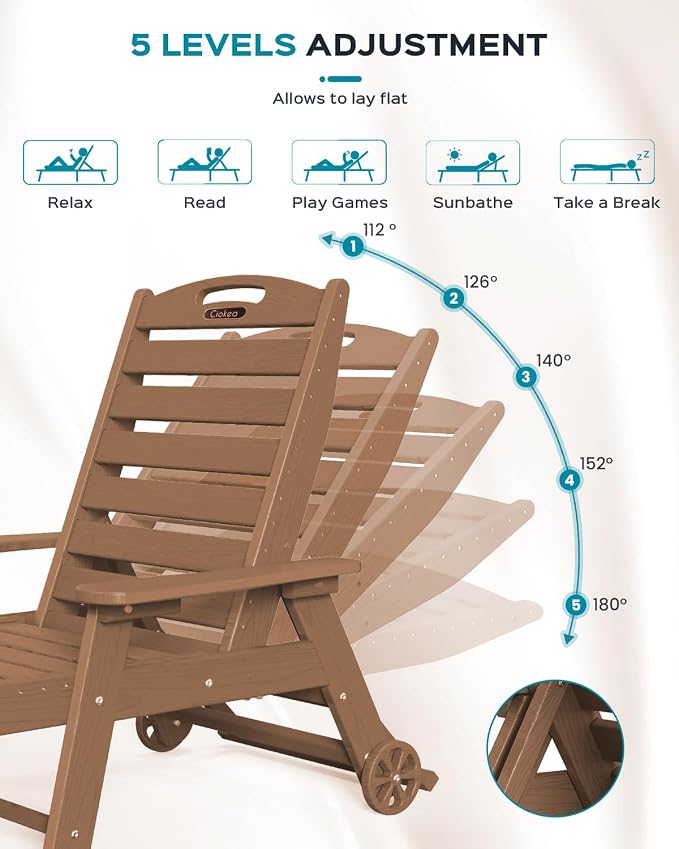 Ciokea Outdoor Lounge Chair Set of 4, All Weather Patio Chaise Lounge Chairs - Image 4