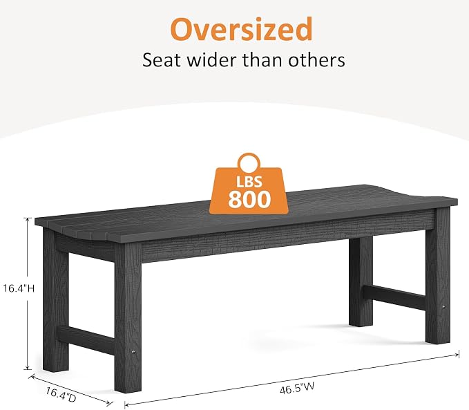 Outdoor Bench Set of 2, 2-Person Patio Backless Benches, HIPS Weatherproof - Image 3