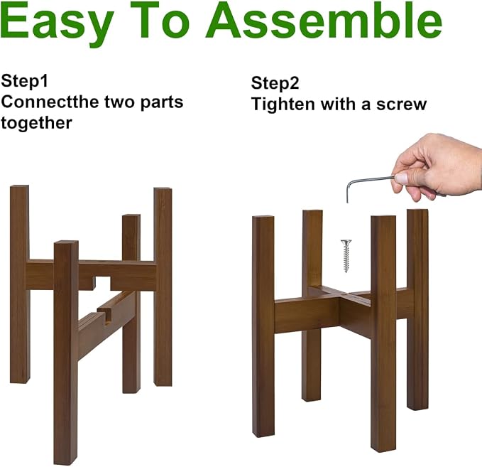 Adjustable Plant Stand Indoor, Bamboo Mid Century Modern Plants Stands - Image 5