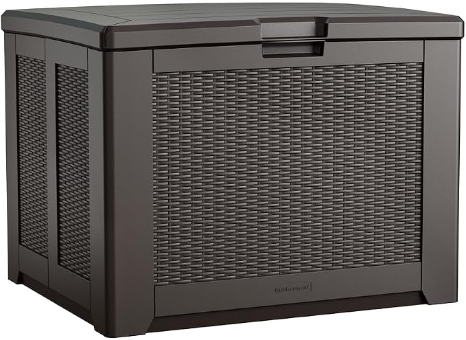 Rubbermaid Medium Resin Outdoor Storage Deck Box Weather Resistant Brown Deck by Rubbermaid
