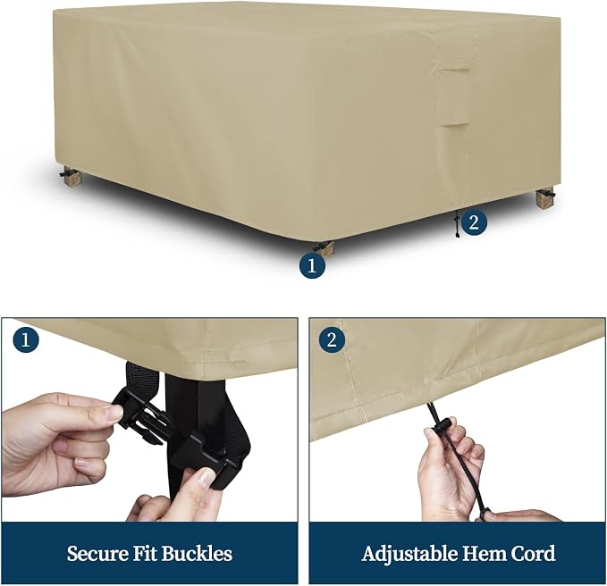 Easy-Going Square Patio Furniture Cover Waterproof Outdoor Dining Table and - Image 5