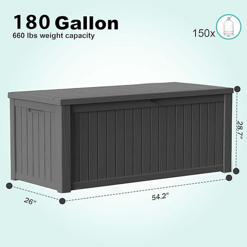 180 Gallon Outdoor Deck Box, Lockable Waterproof Outdoor Storage Boxes - Image 2