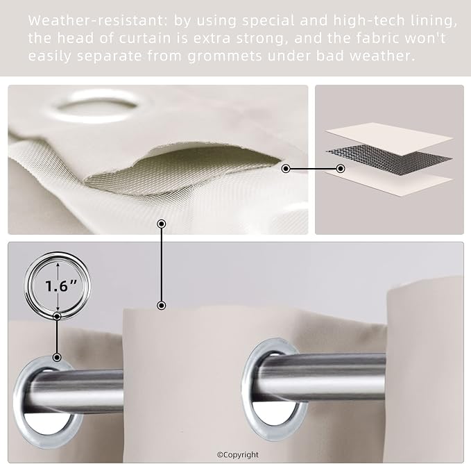 Waterproof Outdoor Curtain W105 x L108 - Image 3
