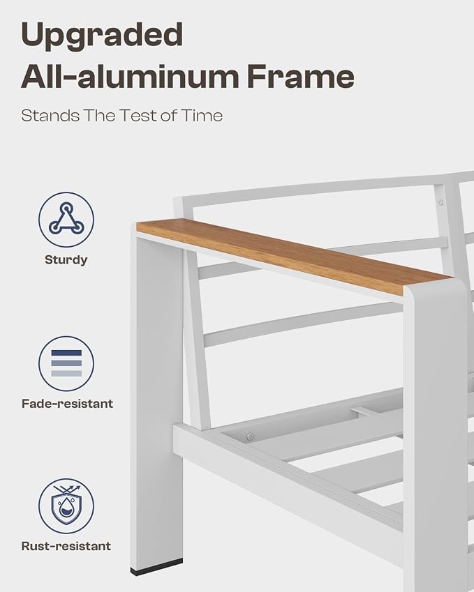 Aluminum Outdoor Patio Furniture Loveseat, All-Weather Outdoor Patio Sofa - Image 5