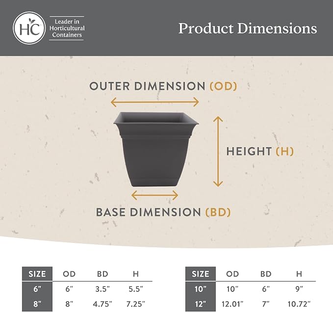 The HC Companies Eclipse Square Plastic Planter w/ Attached Saucer - Image 5