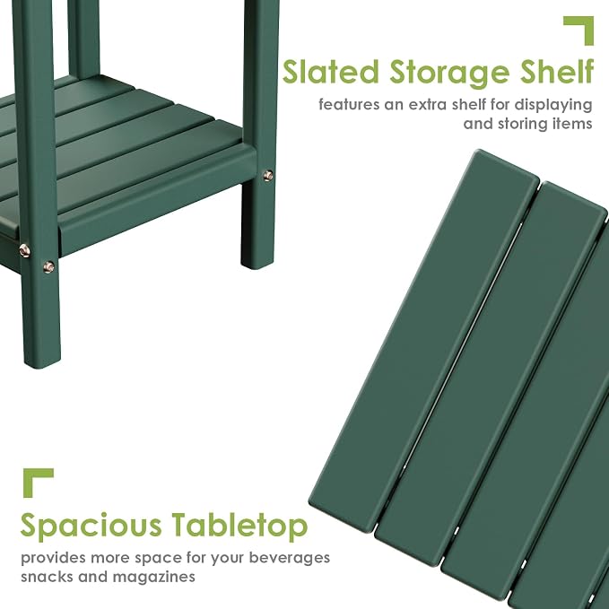 GREENVINES Adirondack-Outdoor-Side-Table | Set of 4 | 14 x 13 Inches | HDPE - Image 5