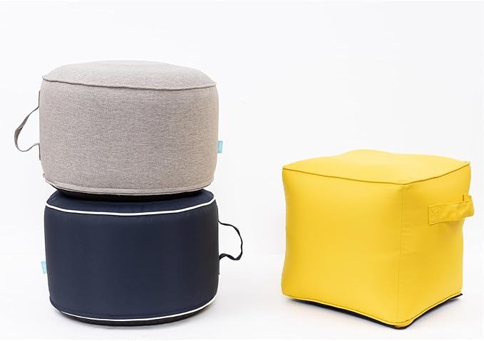 QILLOWAY Indoor/Outdoor Inflatable Stool, Round Ottoman, All Weather Foot Rest - Image 7