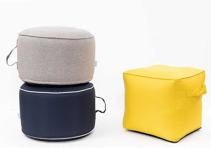 QILLOWAY Indoor/Outdoor Inflatable Stool, Round Ottoman, All Weather Foot Rest - Image 6