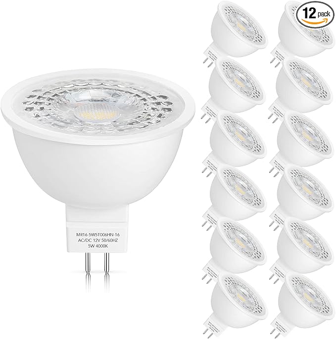 Mlambert 12 Pack MR16 LED Bulbs 50W Halogen Equivalent, 4000K Neutral White by Mlambert