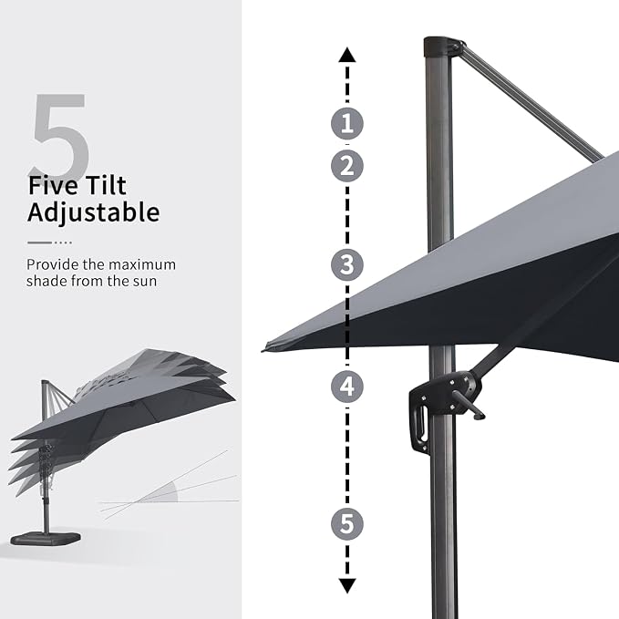 PURPLE LEAF 10' X 13' Patio Umbrella Outdoor Cantilever Rectangle Umbrella - Image 5