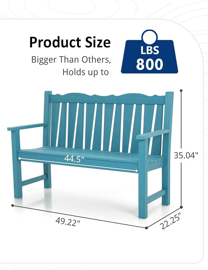 Outdoor Bench Set of 2, Weatherproof Garden Benches - Image 3