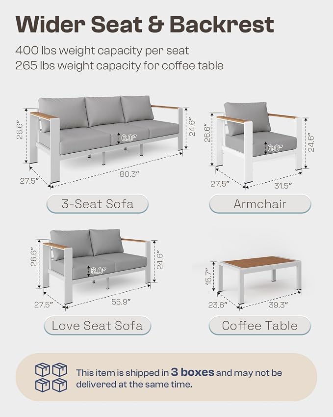 Aluminum Outdoor Patio Furniture Loveseat, All-Weather Outdoor Patio Sofa - Image 7