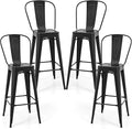 COSTWAY 30'' Metal Bar stools Set of 4, by COSTWAY