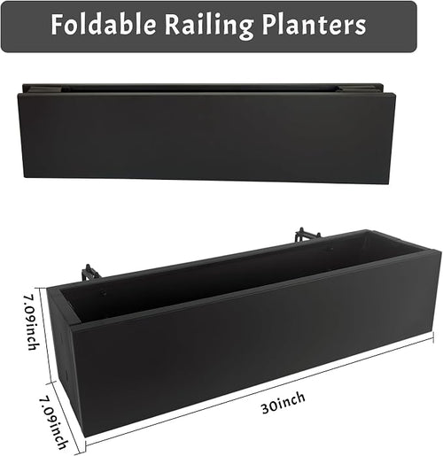 2 Pack Metal Railing Planter Box, 30 Inch Balcony Planters - Image 2