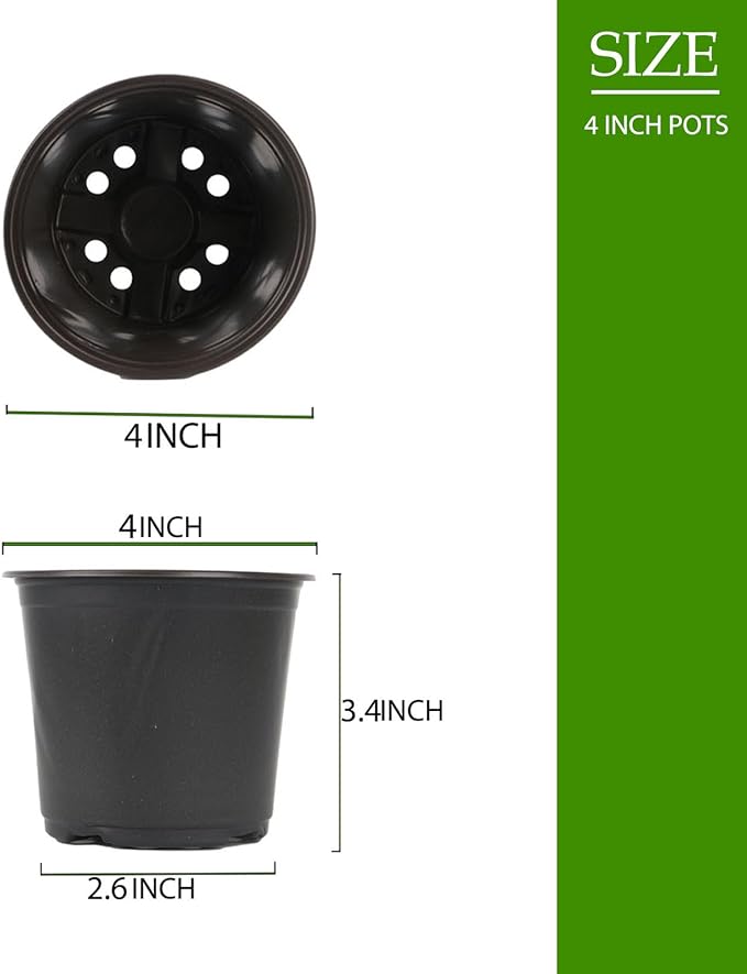 100 Packs 4 Inch Nursery Pots, 4 5 6 Inches Plastic Nursery Pots - Image 2