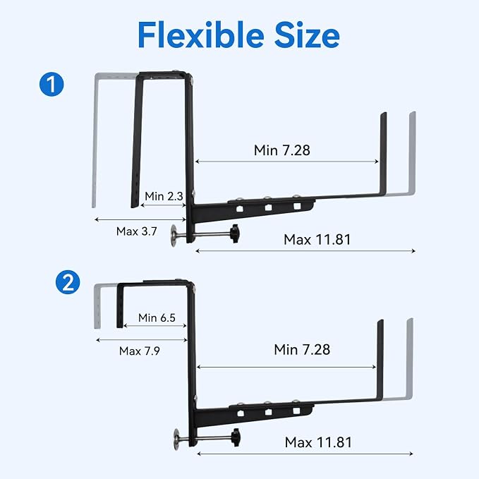 Halatool 4-Pack Heavy Duty Window Box Bracket, Adjustable Wall Mount Planter - Image 3