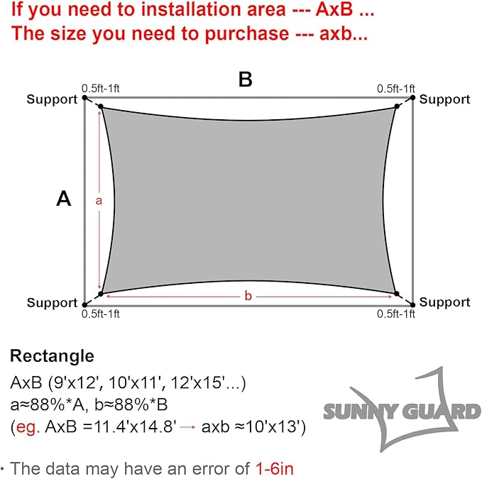 SUNNY GUARD Waterproof Sun Shade Sail 9' x 16' White Rectangle UV Block Sunshade - Image 5