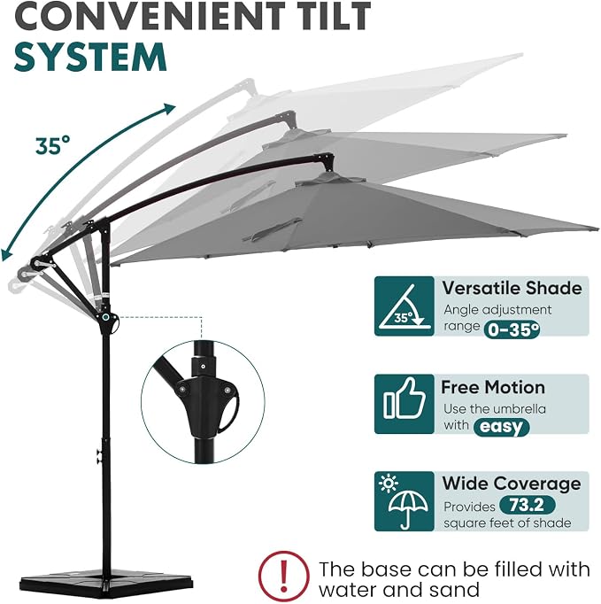 OLIXIS Offset Patio Umbrella, 9.7FT Cantilever Table Umbrellas - Image 3