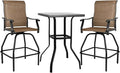 LEVELEVE Patio Bar Set 3pcs Swivel Bar Stools Outdoor Bistro Textilene by Enjoyyourlife