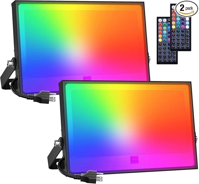Onforu 2 Pack RGBW LED Flood Light 800W Equivalent, 100W Color Changing by Onforu