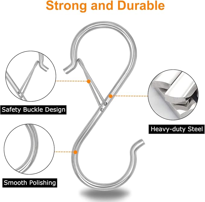 8 Pack S Hooks for Hanging, 3.5 inch Heavy Duty S Hooks - Image 3