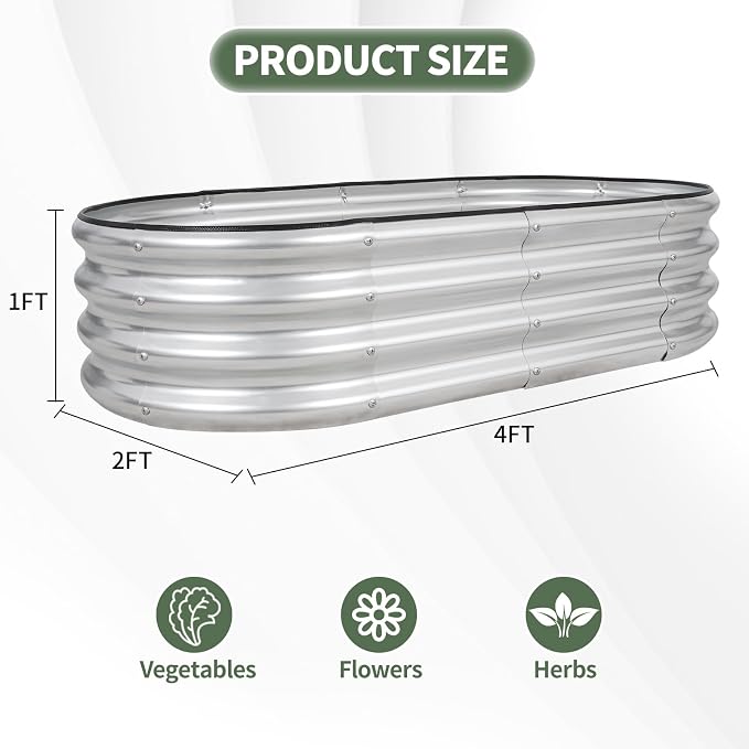 1MORE Galvanized Raised Garden Bed- Planter Garden Boxes Outdoor, Raised Beds - Image 7