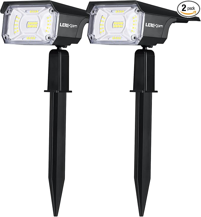Solar Spot Lights, IP65 Waterproof 40 LEDs Landscape Spotlights, USB & Solar by LEREKAM