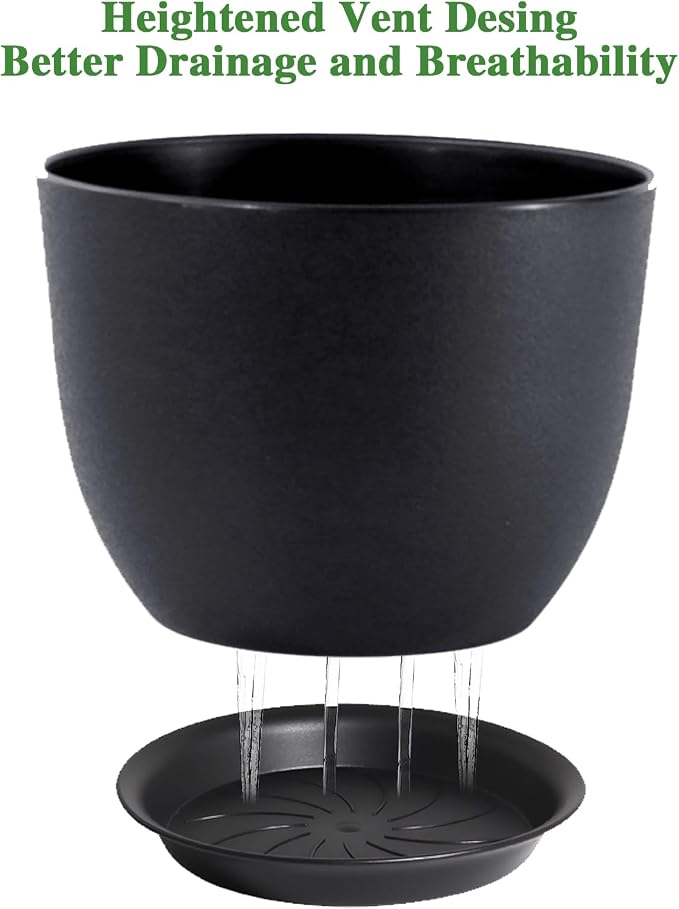 12inch Large Plant Pot, Modern Plastic Planter - Image 3