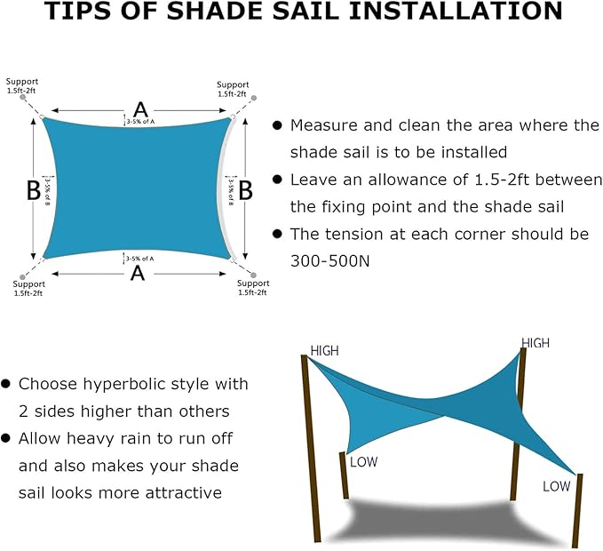 KANAGAWA 9'X10' Turquoise Mix Custom Size Sun Shade Sail Rectangle UV Block - Image 6
