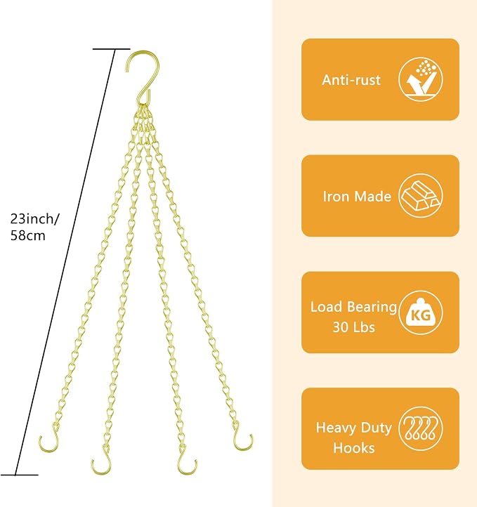 garini 6 Pack, 23 Inch Hanging Baskets Chain, Replacement Plant Hangers - Image 3