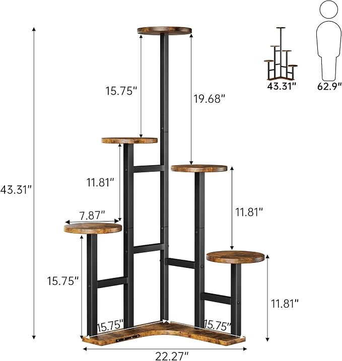 Corner Plant Stand Indoor, 6 Tiered Corner Plant Shelf Flower Stand - Image 3
