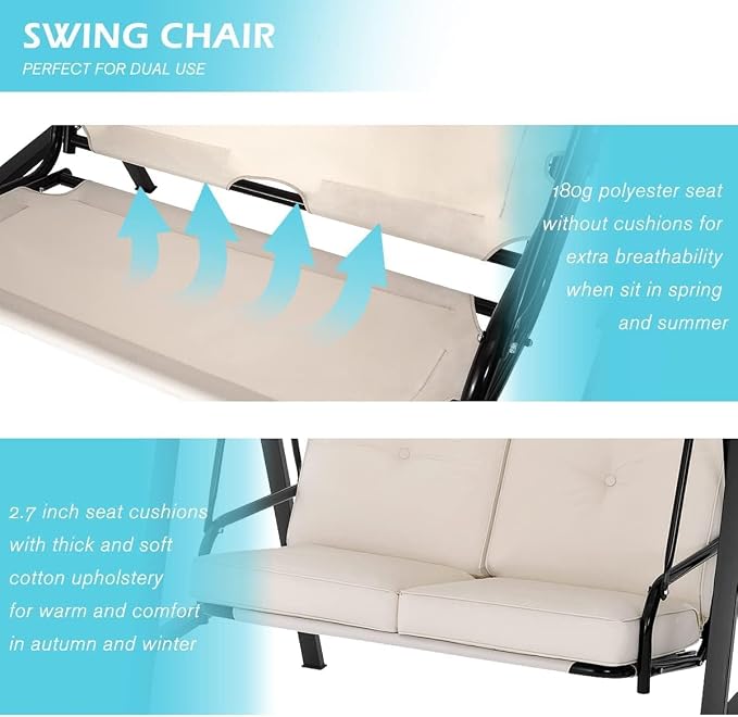 AECOJOY 2-Seat Outdoor Patio Swing Chair - Image 2