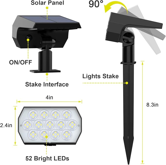 Solar Spot Lights Outdoor, 2-in-1 Solar Landscape Spotlights, 3 Lighting Modes - Image 7