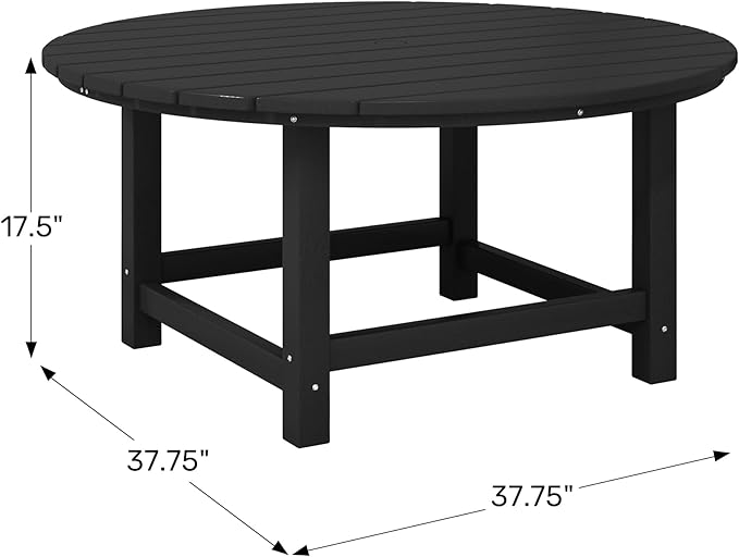 WestinTrends Malibu Low Outdoor HDPE Round Patio Coffee Table, Pacific Blue - Image 2