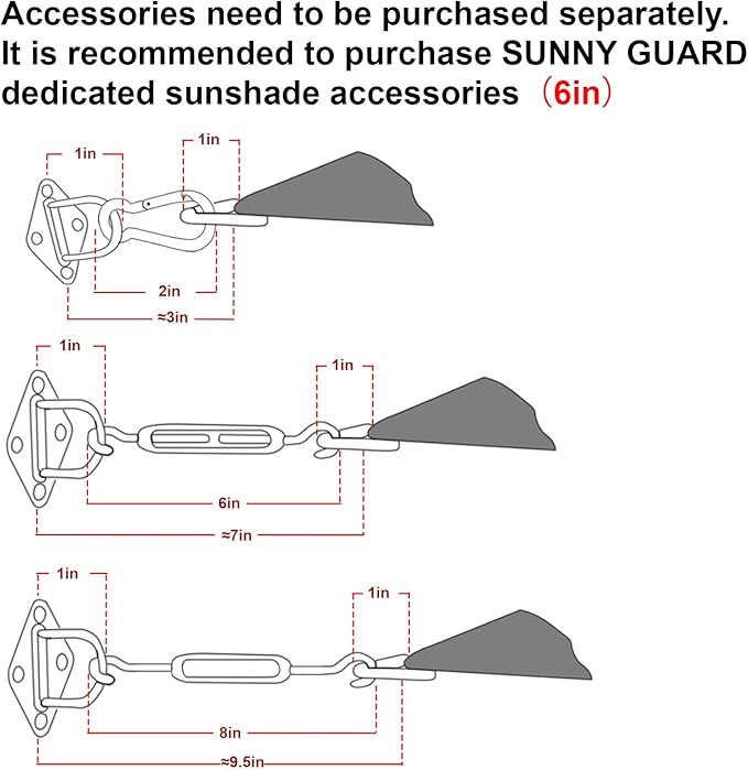 SUNNY GUARD Custom Size 7'x7'x7' Terra Red Sun Shade Sail Triangle UV Block - Image 3