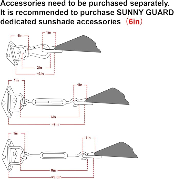 SUNNY GUARD Custom Size 7'x7'x7' Silver Grey Sun Shade Sail Triangle UV Block - Image 3