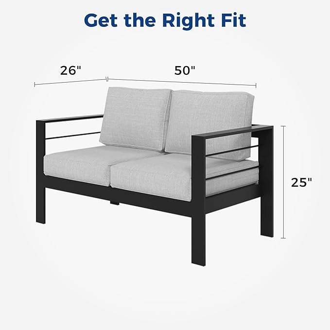 Wisteria Lane Patio Furniture Aluminum Loveseat, All-Weather Outdoor 2 Seats - Image 2