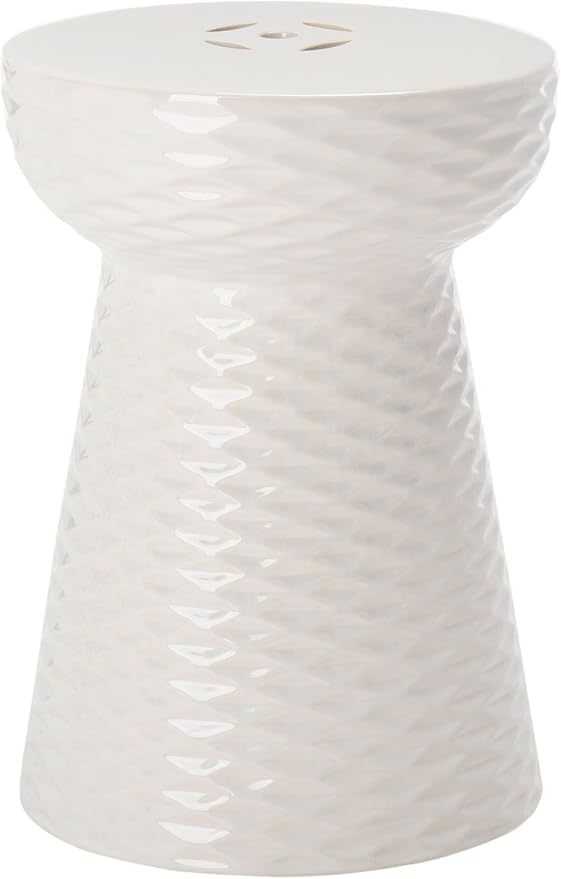 Safavieh Castle Gardens Collection Daphne White Glazed Ceramic Garden Stool by SAFAVIEH