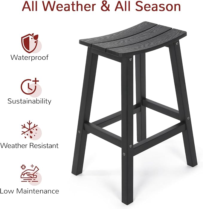 Stoog All-Weather Bar Stools Set of 2, Low Maintenance, - Image 4