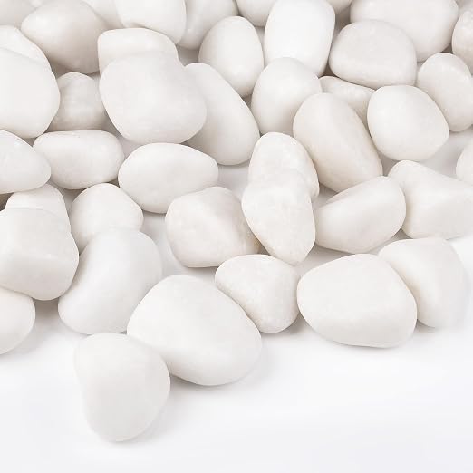 30 lbs White Rocks for Landscaping, 1-2 inch Decorative Rocks for Plants Indoor by OutdoorD%C3%A9cor