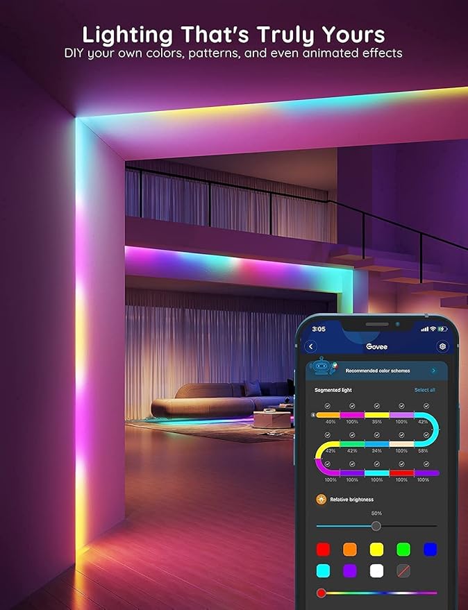 Govee RGBIC Alexa LED Strip Light 16.4ft, Smart WiFi LED Lights Work - Image 2