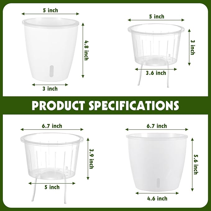 8-Pack 5 Inch Self Watering Pots, Indoor Planter - Image 3