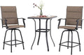 PHI VILLA 3 Piece Outdoor Swivel Bar Stools Set, Bar Height Patio Set by PHIVILLAThepioneerofcomfortablehouseholdsupplies