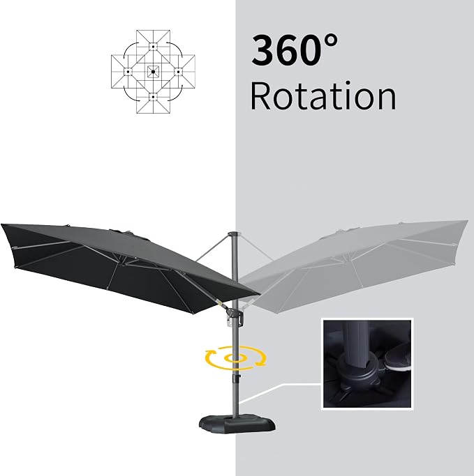 PURPLE LEAF 9' X 11.5' Square Cantilever Umbrella Patio Umbrella - Image 5