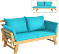 Tangkula Convertible Acacia Wood Patio Couch Sofa Bed by TANGKULA