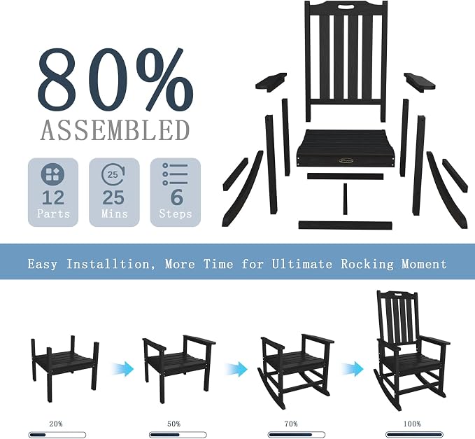 Oversized Rocking Chair Set of 8, Outdoor Rocking Chair - Image 6