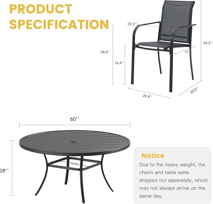 VICLLAX Large Patio Dining Furniture Set, Outdoor Dining Set - Image 7