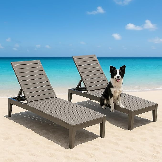 Outdoor Chaise Lounge Set of 4, Lightweight Patio Chairs, Waterproof Sun - Image 5