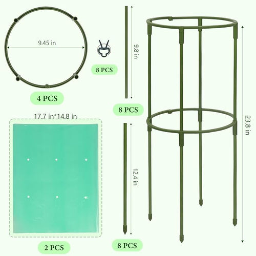 17.7" H Plant Support Stake Cage, Round Plant Support Garden Flower Stakes - Image 2